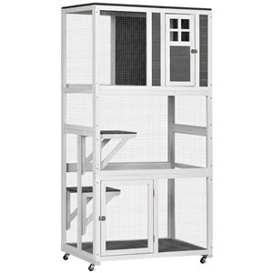 PawHut 74.2-in Outdoor Wooden Catio Enclosure