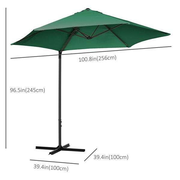 Outsunny 8-ft Green Offset Patio Umbrella with Base Included