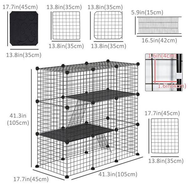 PawHut 31-Panel Small Animal Playpen with Door for Rabbit or Chinchilla