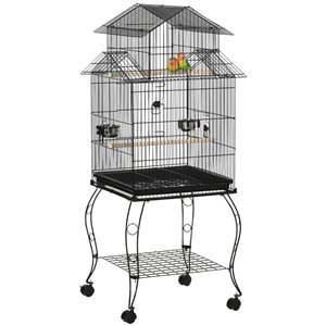 Grande cage pour oiseaux en acier 53,9 po PawHut avec support roulant