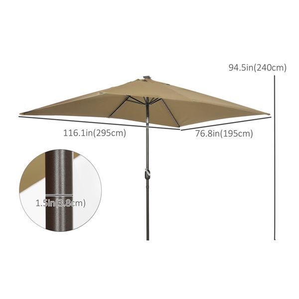 Outsunny 9.7-ft Coffee Brown Market Patio Umbrella with Crank Mechanism