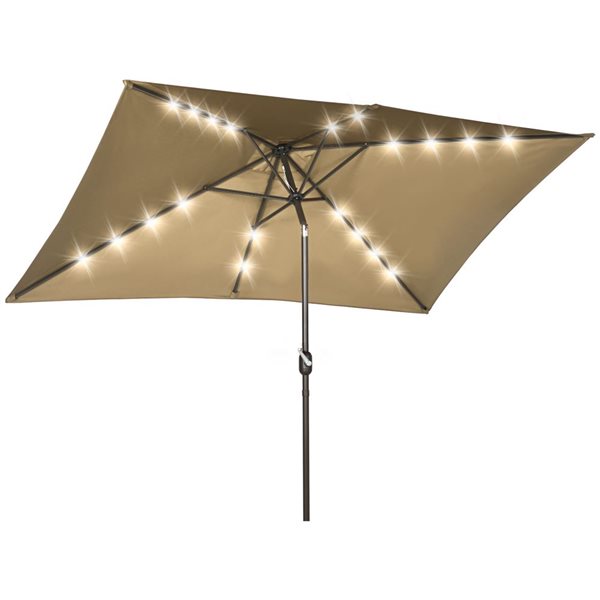 Outsunny 9.7-ft Coffee Brown Market Patio Umbrella with Crank Mechanism