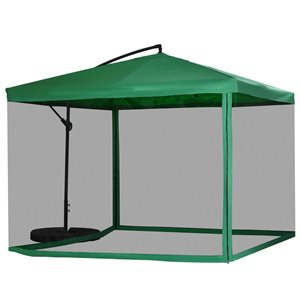 Outsunny 3-ft Green Offset Patio Umbrella with Base Included