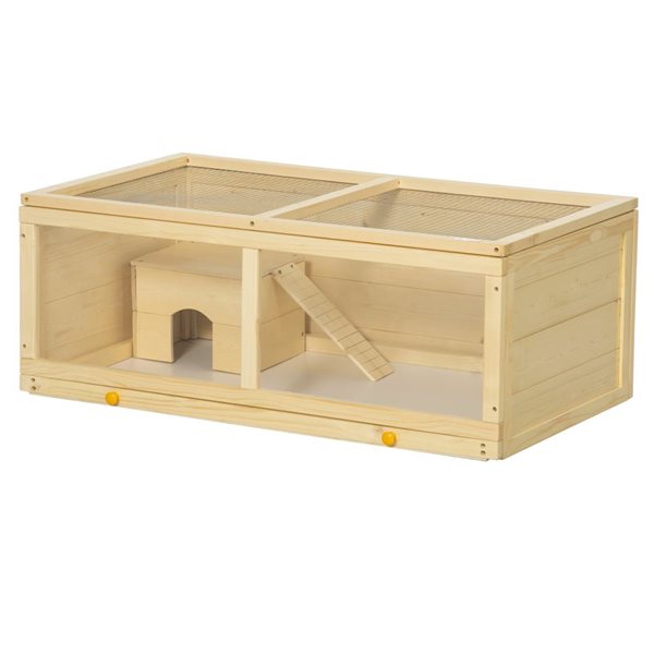 PawHut Natural Wood Cage for Small Pets