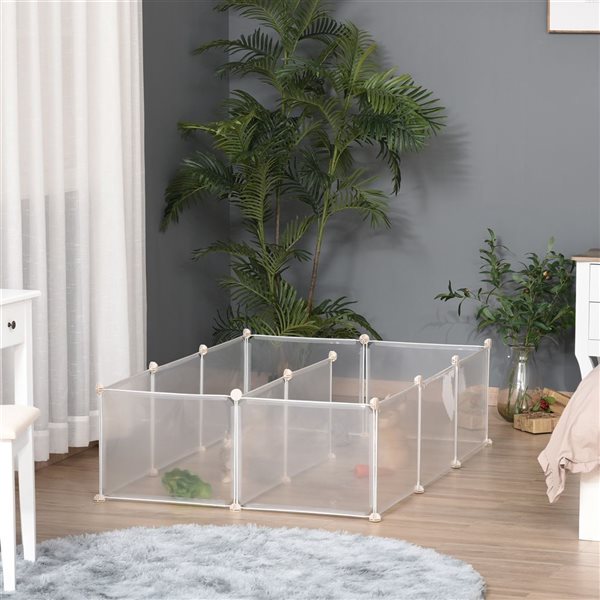 PawHut 12-Panel White Small Animal Playpen