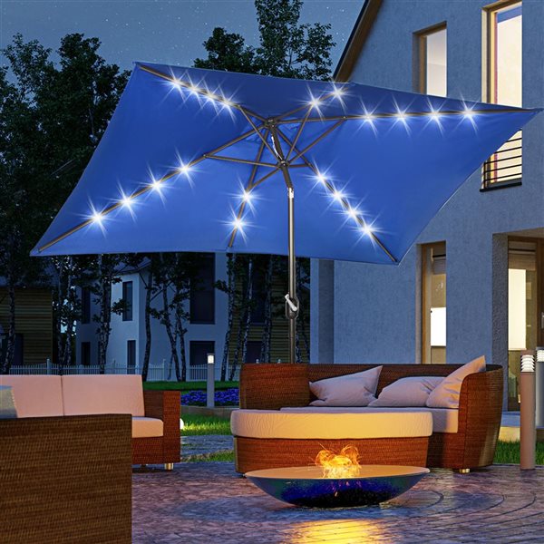 Outsunny 9.7-ft Dark Blue Market Patio Umbrella with Crank Mechanism