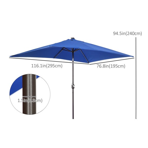 Outsunny 9.7-ft Dark Blue Market Patio Umbrella with Crank Mechanism