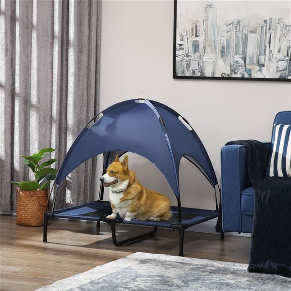 Lit rectangulaire pour chien bleu marine PawHut