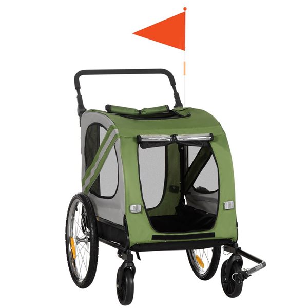 PawHut 2-in-1 Green Pet Stroller Cart