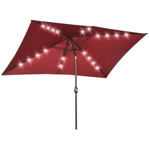 Parasol de style marché rouge vin 9,7 pi d'Outsunny avec manivelle