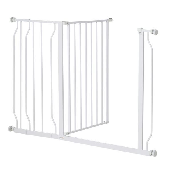 Barrière en métal blanc moyenne autoportante et extensible pour animaux de  compagnie Pawhut