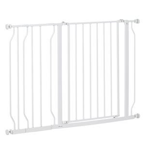 PawHut Freestanding Expandable White Metal Pet Gate