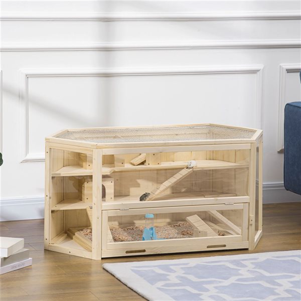 PawHut Wooden Large Cage for Small Pets