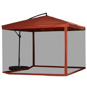 Outsunny 3-ft Wine Red Offset Patio Umbrella with Base Included