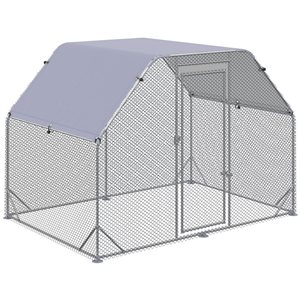PawHut Outdoor Walk-in Metal Chicken Coop for 4-6 Chickens 9.18 x 6.23 x 6.4-ft H