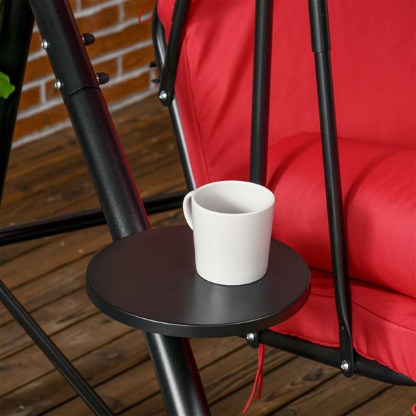 Outsunny Red Steel Outdoor 3-person Swing Bench