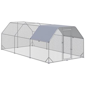 PawHut Outdoor Walk-in Metal Chicken Coop for 15-18 Chickens 9.18 x 18.7 x 6.4-ft H