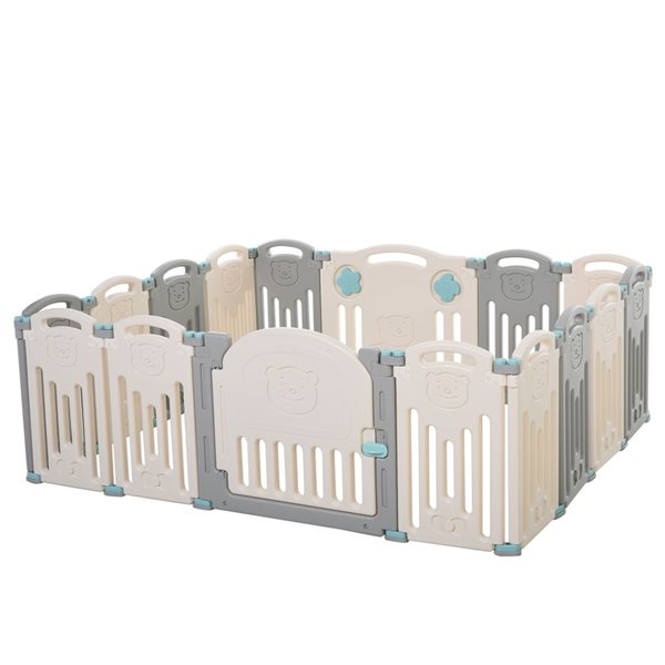 Qaba 52.4-in X 58-in Children Safety Gate Indoor Playpen with Kids ...