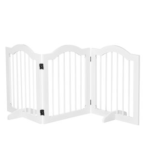 Barrière en bois blanc autoportante et extensible pour animaux de compagnie de petite taille Pawhut