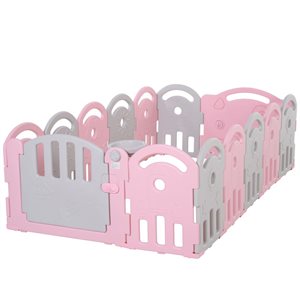 Qaba 63.6 x 61.5-in Children Plastic Safety Gate Playpen, Pink