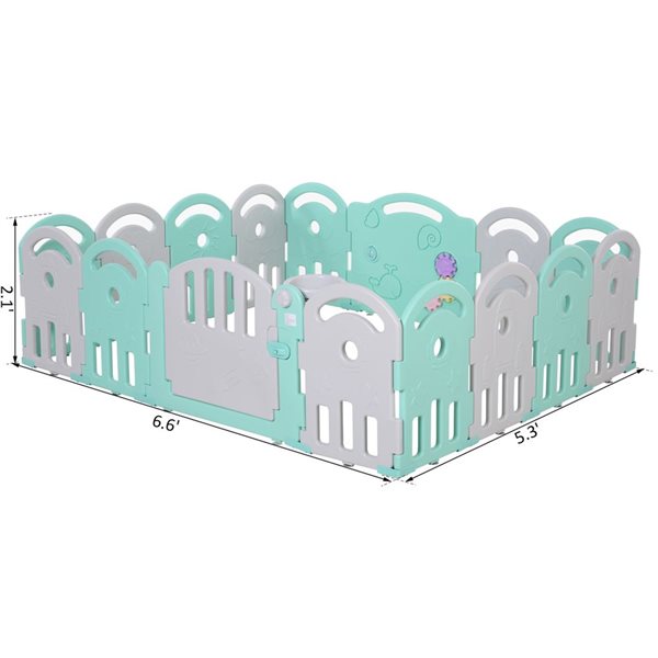 Qaba 63.6 x 25.2-in Children Plastic Safety Gate Playpen, Green