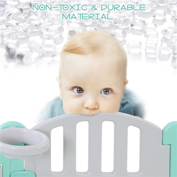 Qaba 63.6 x 25.2-in Children Plastic Safety Gate Playpen, Green