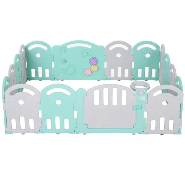 Qaba 63.6 x 25.2-in Children Plastic Safety Gate Playpen, Green