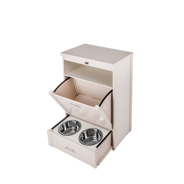 Dog food clearance and bowl storage