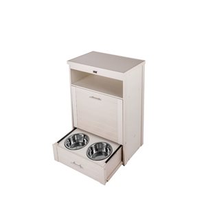 New Age Pet Stainless Steel Bowls with Raised Stand and Integrated Storage