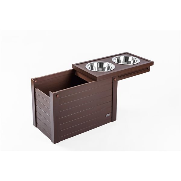 New Age Pet Stainless Steel Bowls with Brown Raised Stand