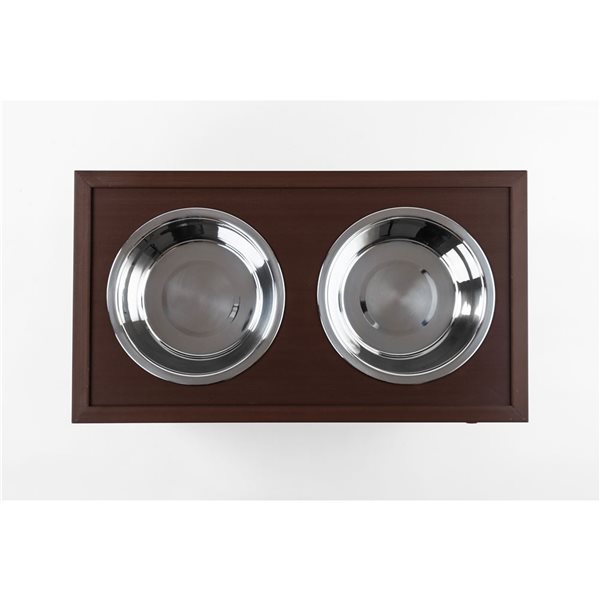 New Age Pet Stainless Steel Bowls with Brown Raised Stand