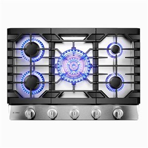 FOTILE Professional Tri-ring Series 30-in 5-Burner Stainless Steel Gas Cooktop