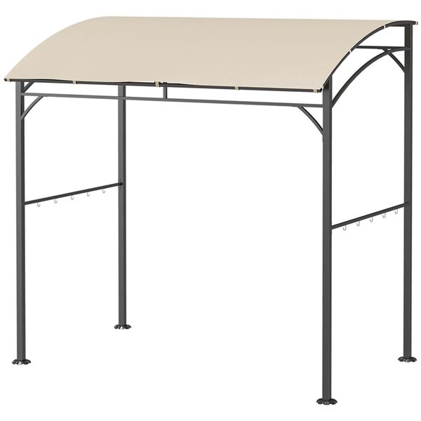 Outsunny 7-ft x 5-ft Beige Metal Rectangle Grill Gazebo with Polyester Roof