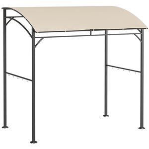 Outsunny 7-ft x 5-ft Beige Metal Rectangle Grill Gazebo with Polyester Roof