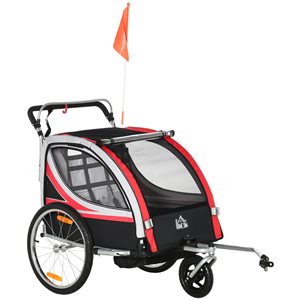 Aosom Red 2-in-1 Child Bike Trailer/Stroller