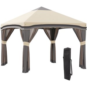 Outsunny 10-ft x 10-ft Beige Metal Pop-Up Gazebo with Polyester Roof