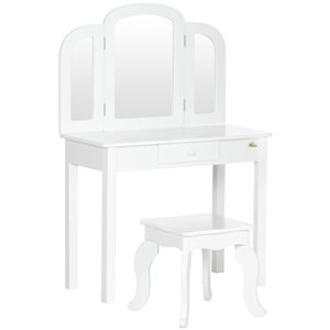 Bureau de maquillage blanc pour enfants Qaba avec miroirs et tiroir