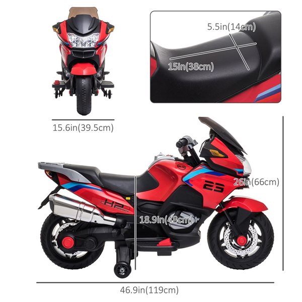 Aosom Red 12V Kids Motorcycle with Training Wheels