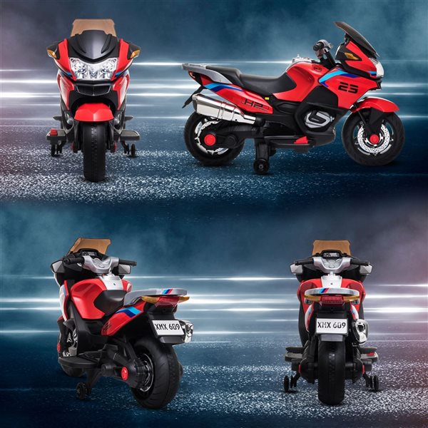 Aosom Red 12V Kids Motorcycle with Training Wheels