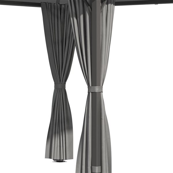 Outsunny 10-ft x 10-ft Black/Dark Grey Metal Square Gazebo with Polycarbonate Roof and Curtains