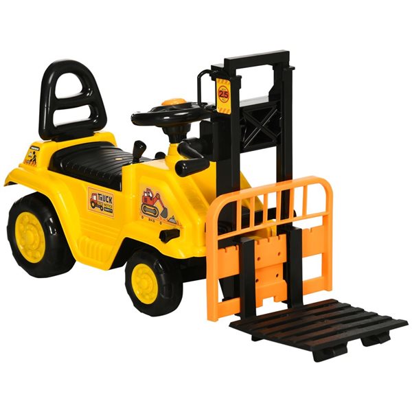 Aosom Yellow Kids Ride-On Forklift with Under Seat Storage