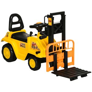 Aosom Yellow Kids Ride-On Forklift with Under Seat Storage