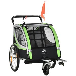 Aosom Green 2-in-1 Child Bike Trailer/Stroller