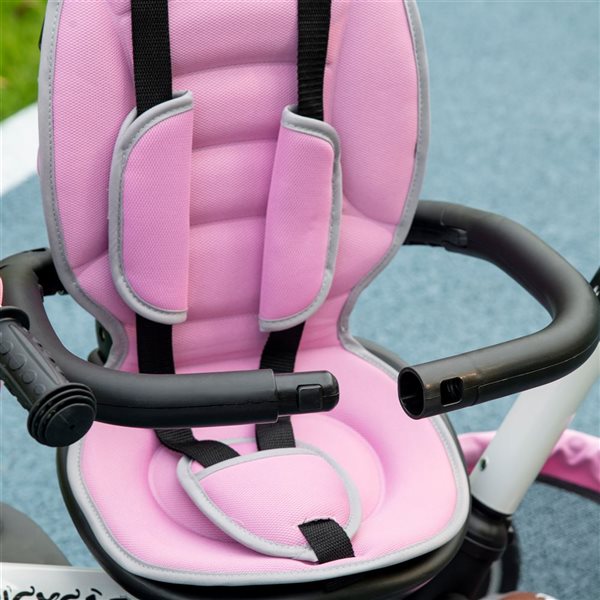 Aosom Pink 6-in-1 Toddler Tricycle with Rotatable Seat