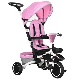 Aosom Pink 6-in-1 Toddler Tricycle with Rotatable Seat