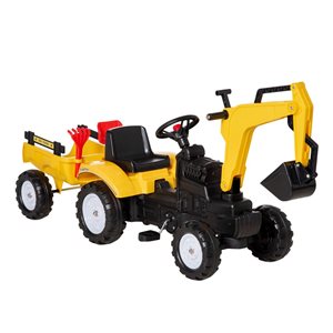 Aosom Yellow Digger Ride-On Car Toy with Horn