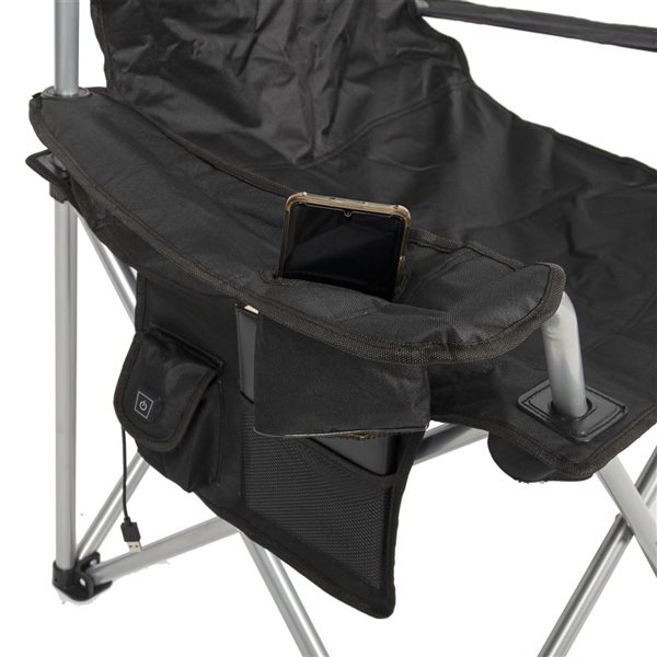 Chaise de camping pliante robuste Camp & Go noire chauffante