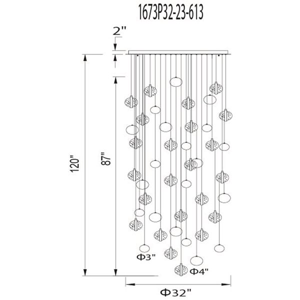 CWI Lighting Salvador 32-in LED Integrated Polished Nickel Chandelier