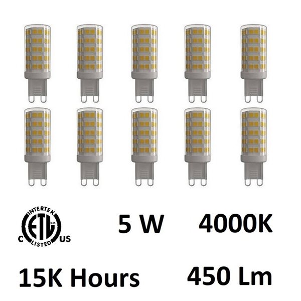 CWI Lighting 5 Watt G9 LED Bulb 4000K - Set of 10