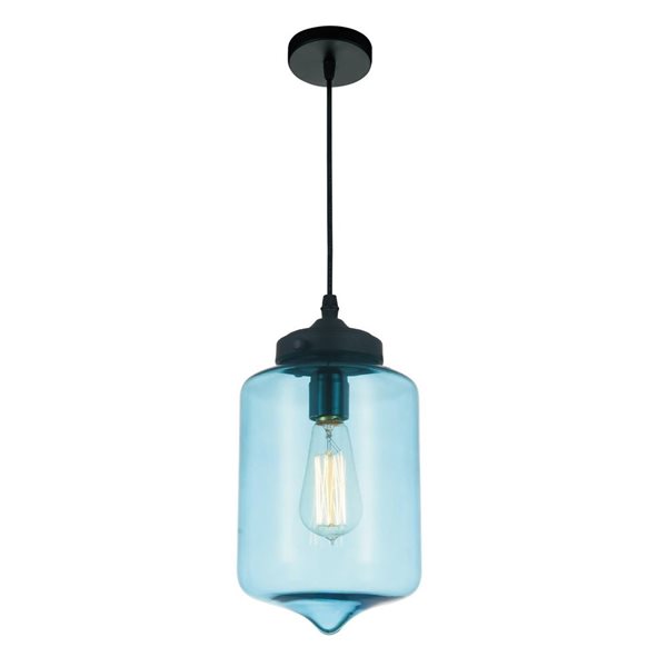 CWI Lighting Glass 1-Light Down Mini Pendant With Blue Finish | RONA